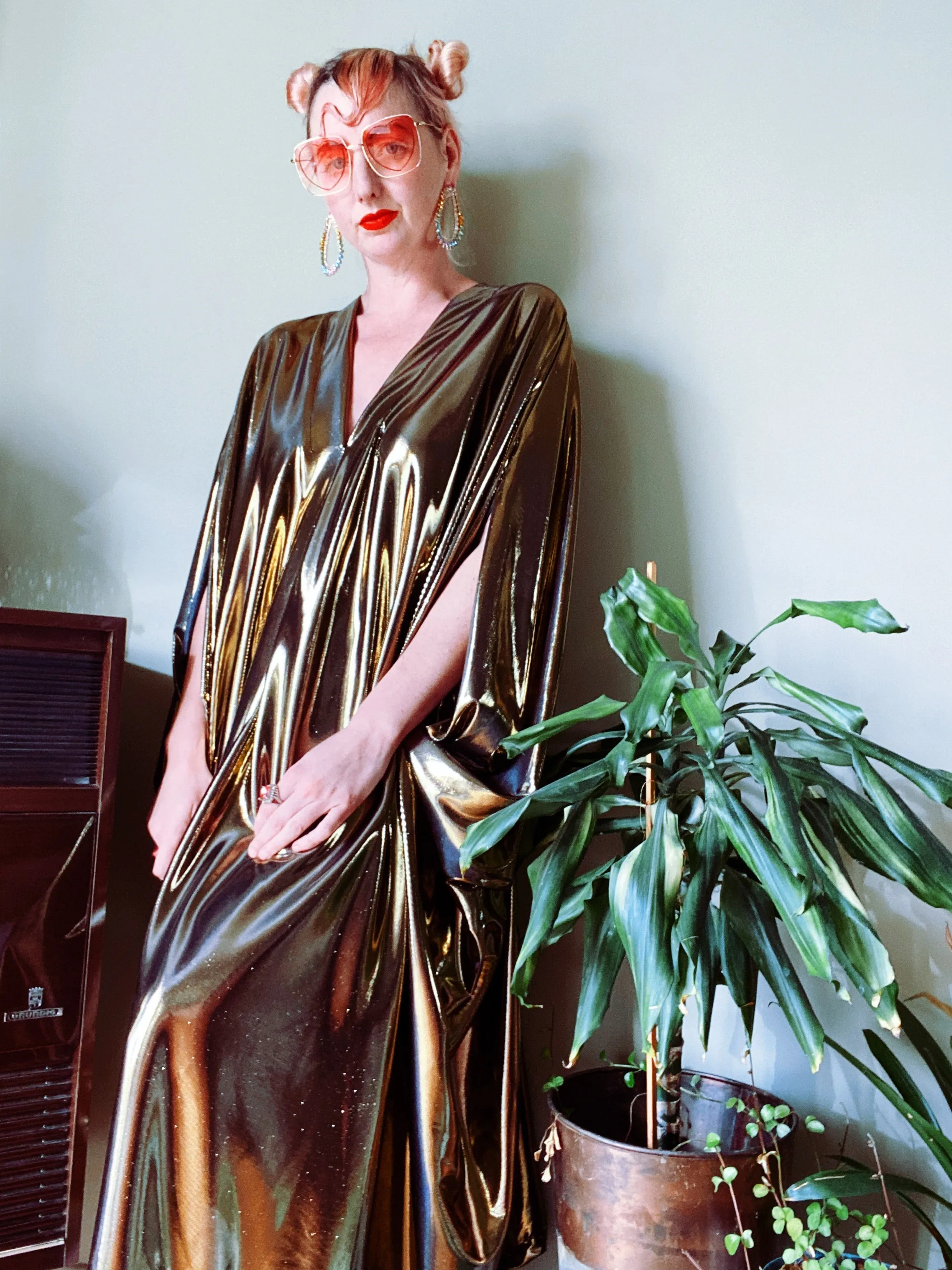Liquid Gold Slinky Kaftan Midi / Maxi / Kimono