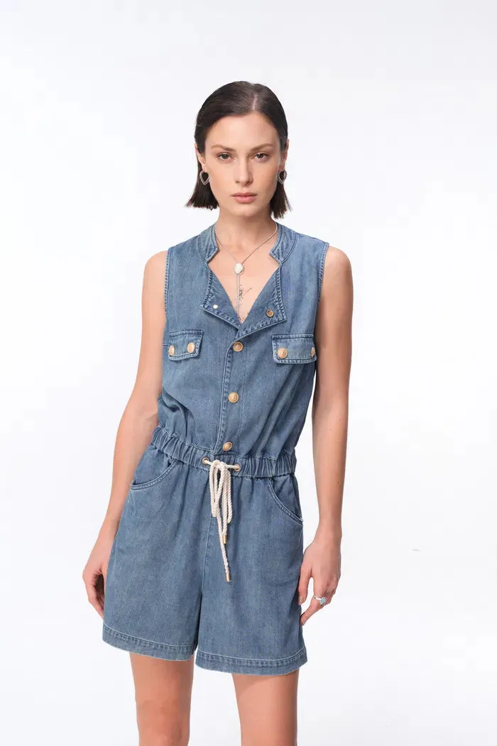 Liu Playsuit in Cotton Modal Denim