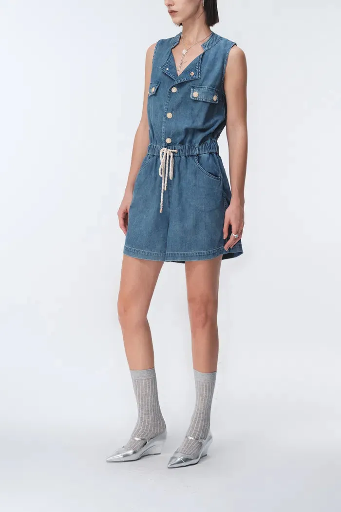 Liu Playsuit in Cotton Modal Denim