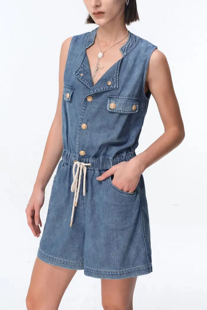 Liu Playsuit in Cotton Modal Denim