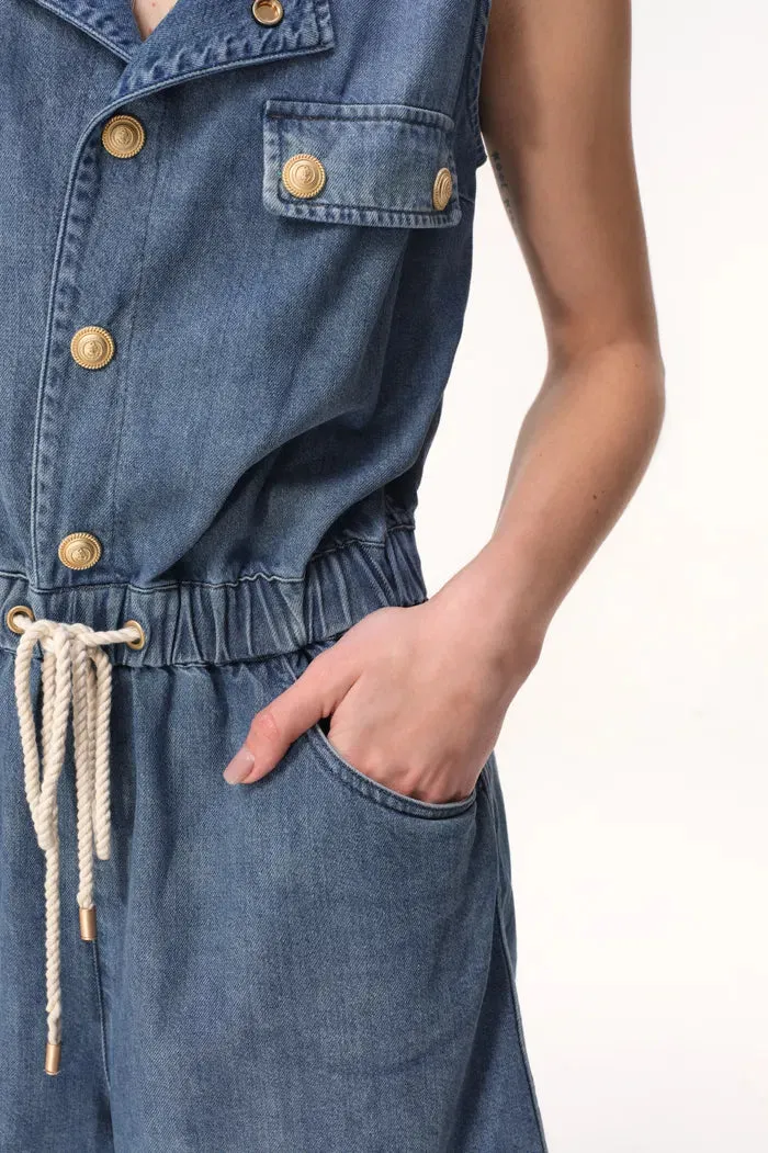Liu Playsuit in Cotton Modal Denim