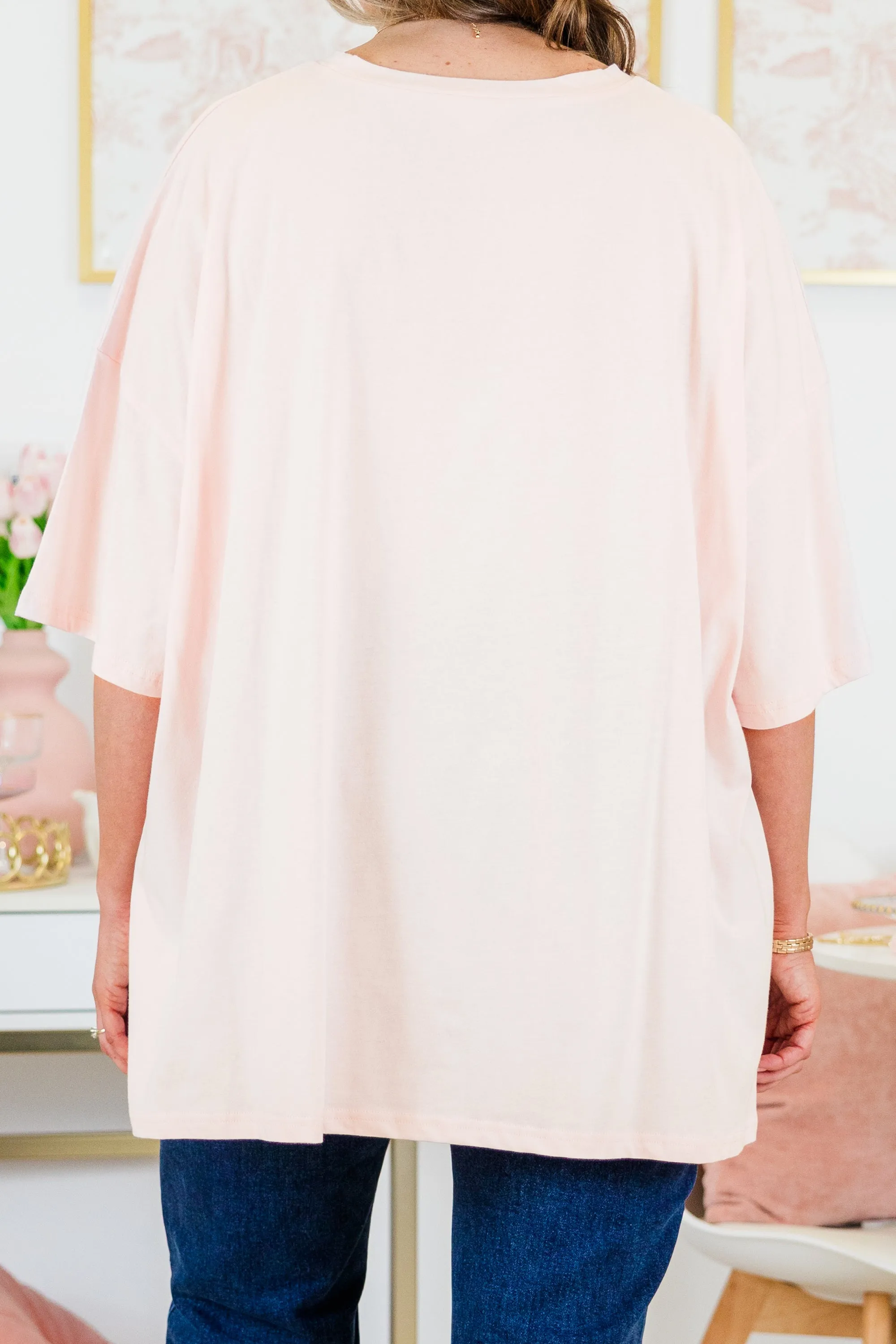 Love is All Boyfriend Tee, Cream Pink