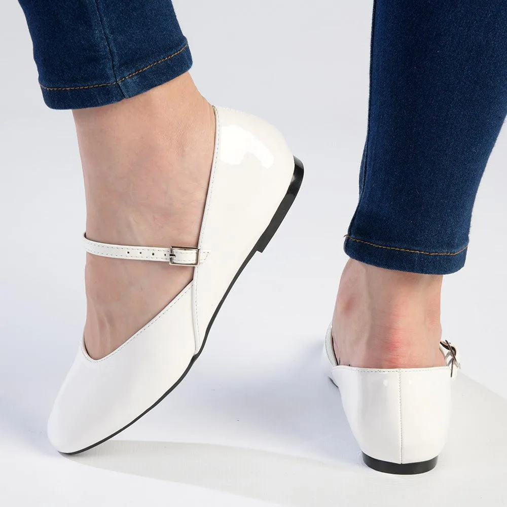 Madison Bambi Pump With Buckle Strap - White