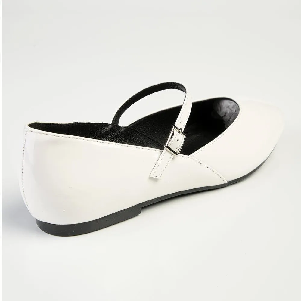 Madison Bambi Pump With Buckle Strap - White