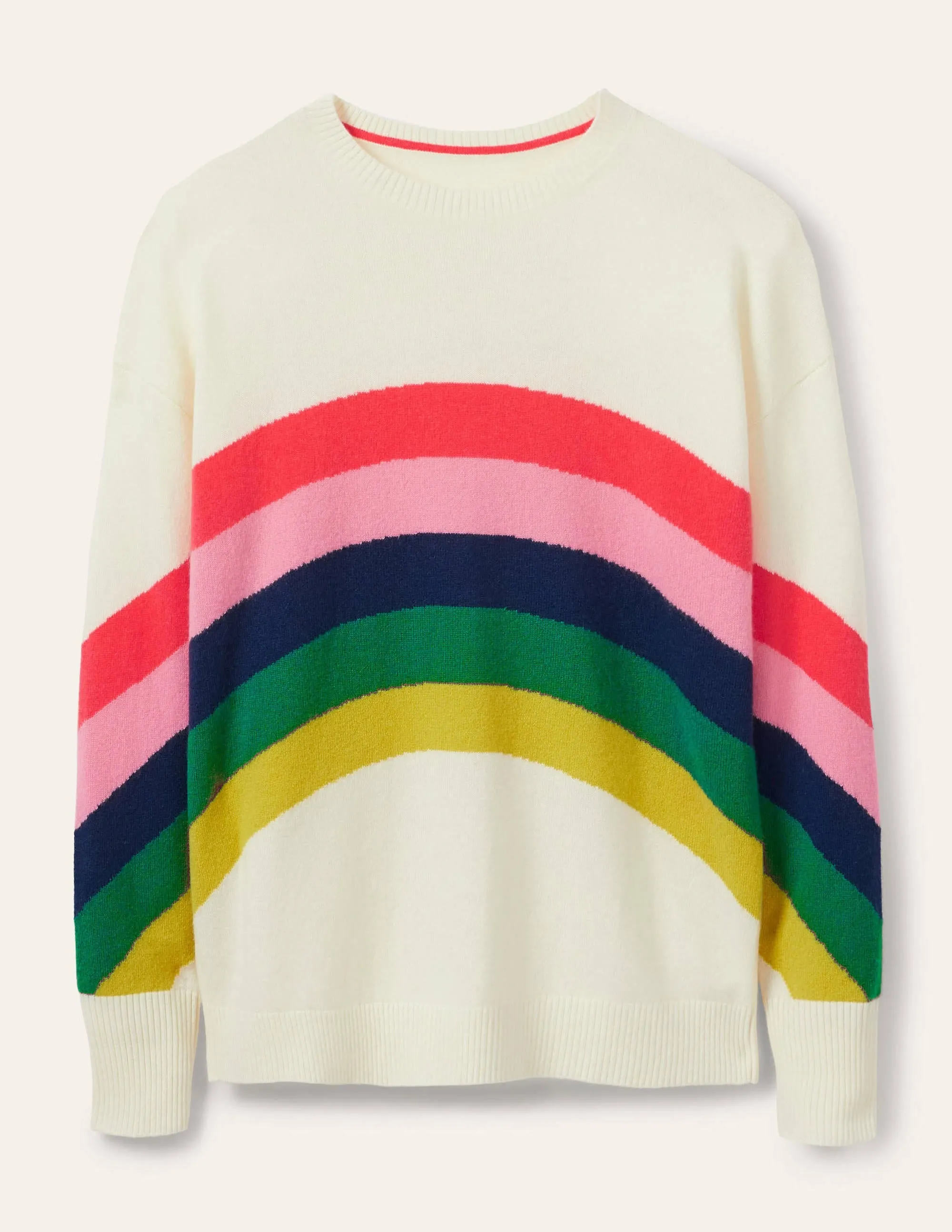 Margot Cashmere Jumper-Ivory/Rainbow Stripe