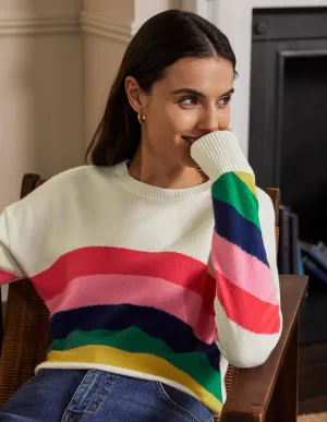 Margot Cashmere Jumper-Ivory/Rainbow Stripe