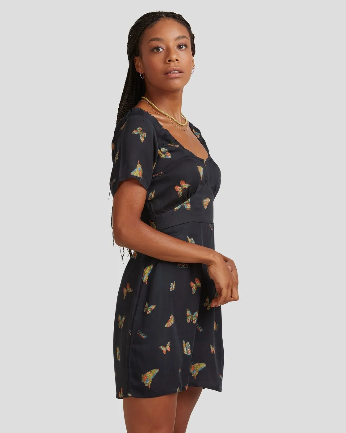 Mel G Flutter Fenced Dress - Black