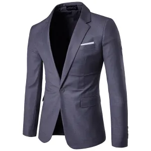 Mens Dark Grey Slim Fit Casual Blazer