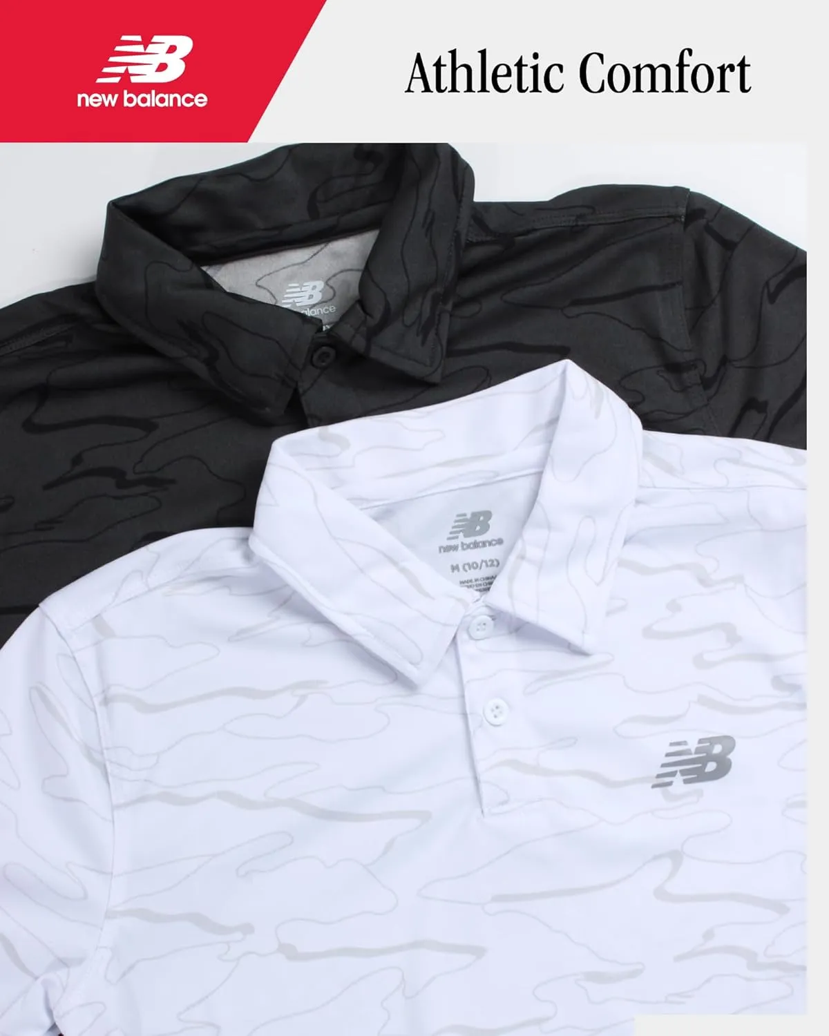 New Balance Boys Polo Shirt - 2 Pack Short Sleeve Performance Golf Shirt, Dry Fit Athletic Collared Tee (Sizes: 8-20)