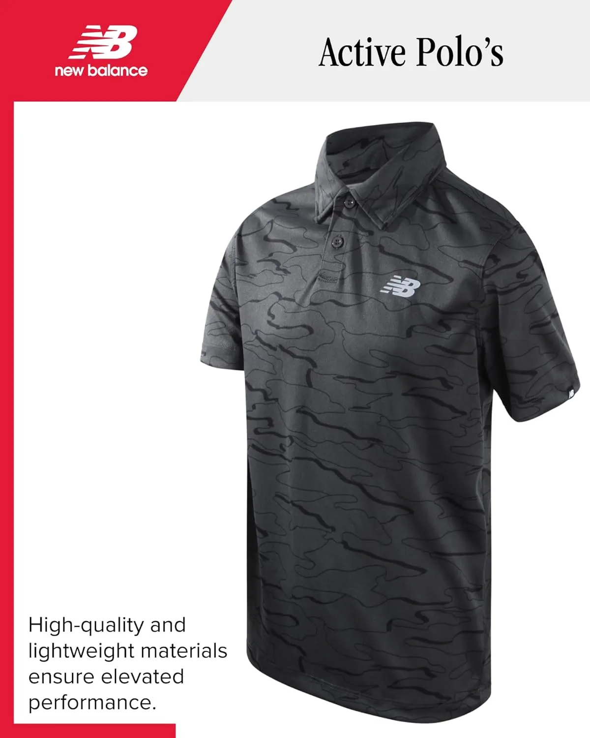 New Balance Boys Polo Shirt - 2 Pack Short Sleeve Performance Golf Shirt, Dry Fit Athletic Collared Tee (Sizes: 8-20)