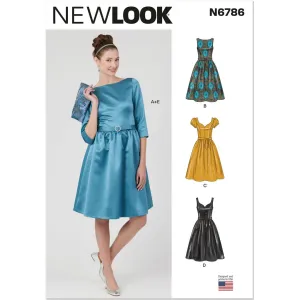 New Look Sewing Pattern N6786 Misses' Dresses with Belt and Purse