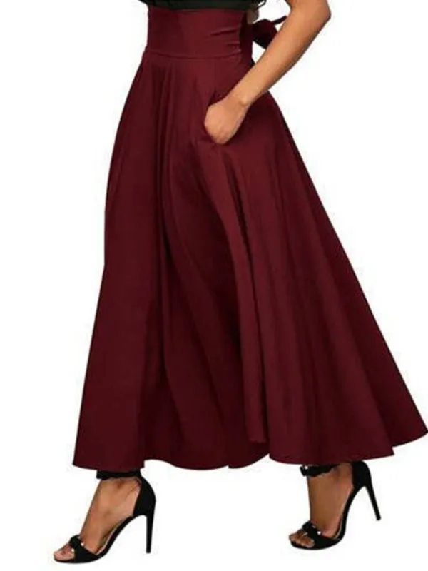 New Style Women's Skirt Solid Color Strap and Ankle Waist Skirt