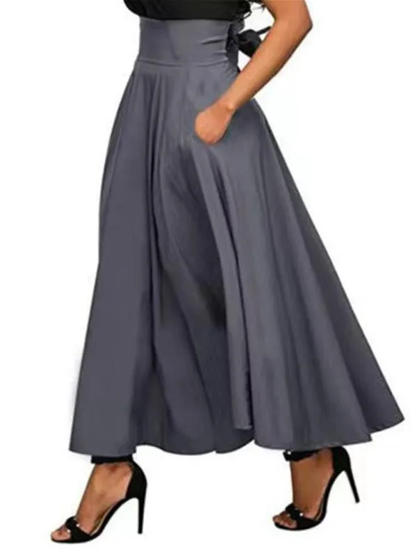 New Style Women's Skirt Solid Color Strap and Ankle Waist Skirt