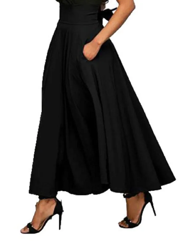 New Style Women's Skirt Solid Color Strap and Ankle Waist Skirt