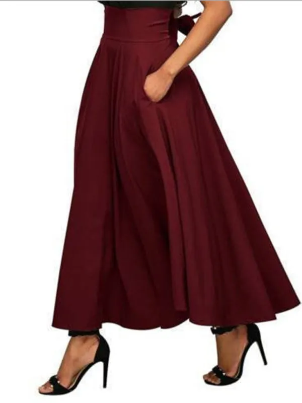 New Style Women's Skirt Solid Color Strap and Ankle Waist Skirt
