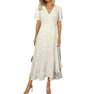 Pastel Frangipanis Maxi Dress up to 5 XL (FWS)