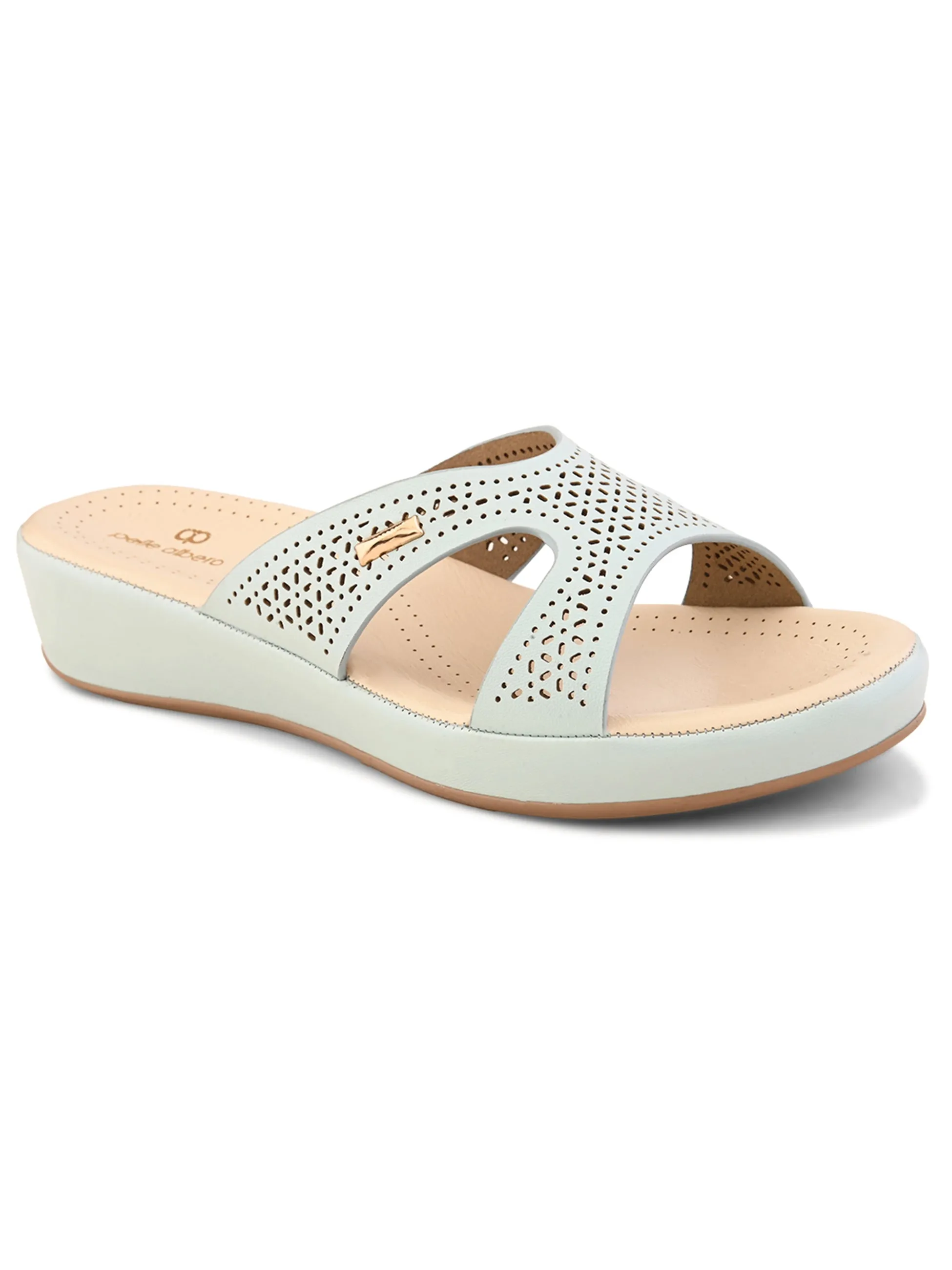 Pelle Albero Female's Blue Faux Leather Flat Slipper