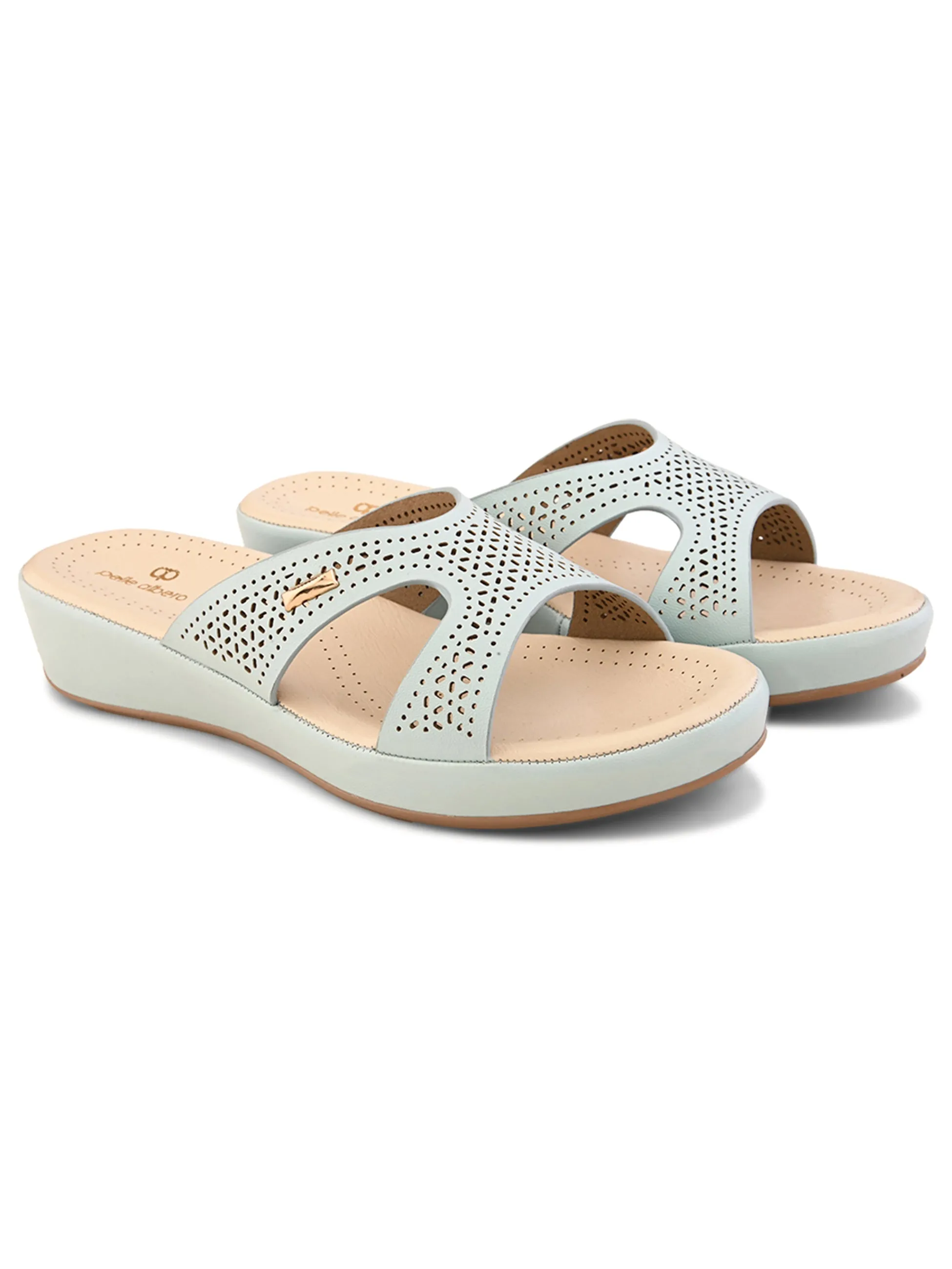 Pelle Albero Female's Blue Faux Leather Flat Slipper