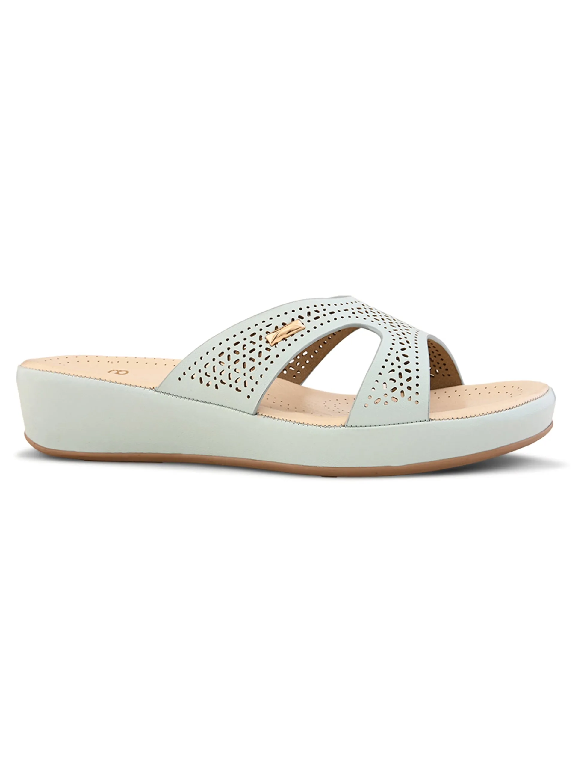Pelle Albero Female's Blue Faux Leather Flat Slipper