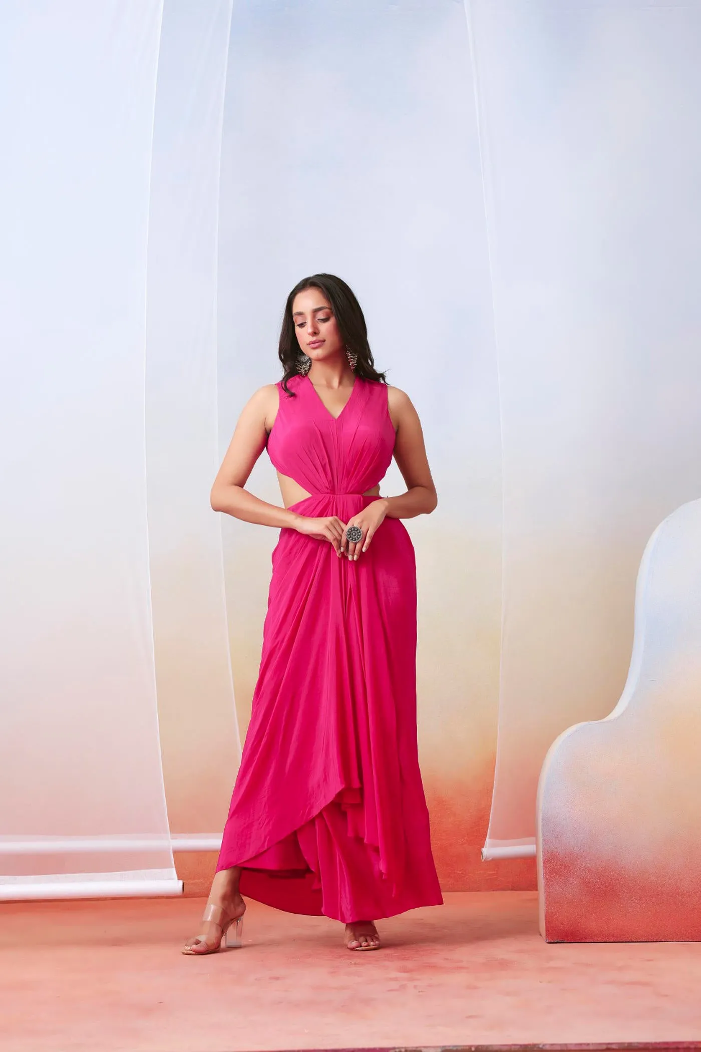 Pink drape dress