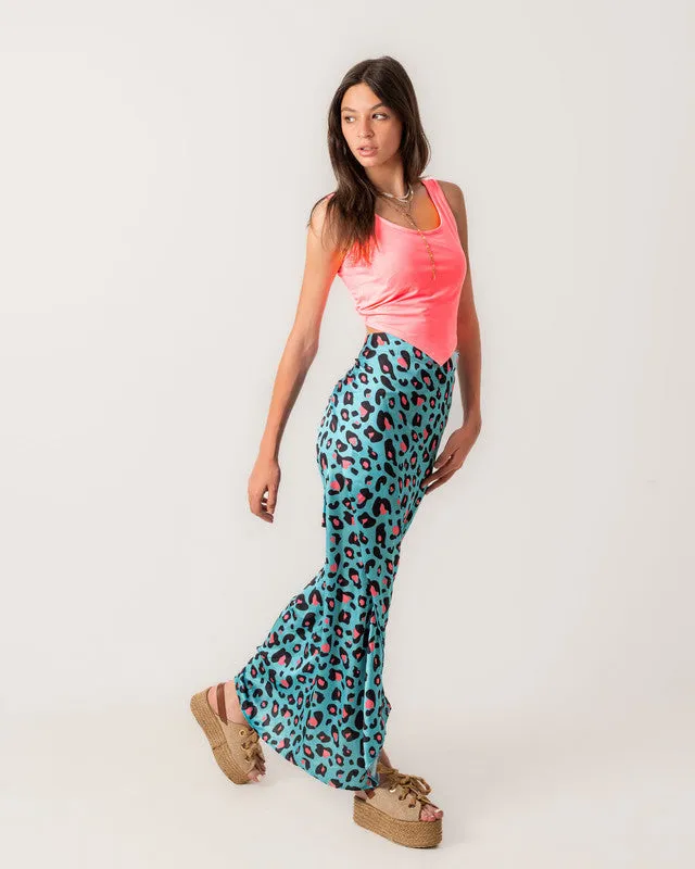 Pure Satin Wrapped Skirt - Turquoise | Elegant Women's Fashion Bottoms | Made in Egypt - One Size Fit