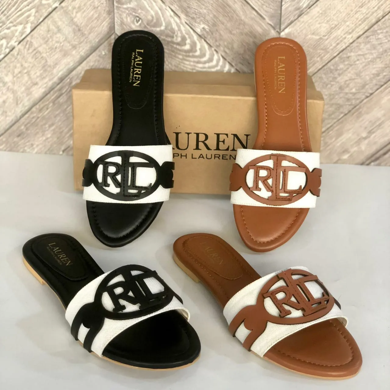 RALPH LAUREN WOMEN'S ALEGRA SLIDES - BLACK
