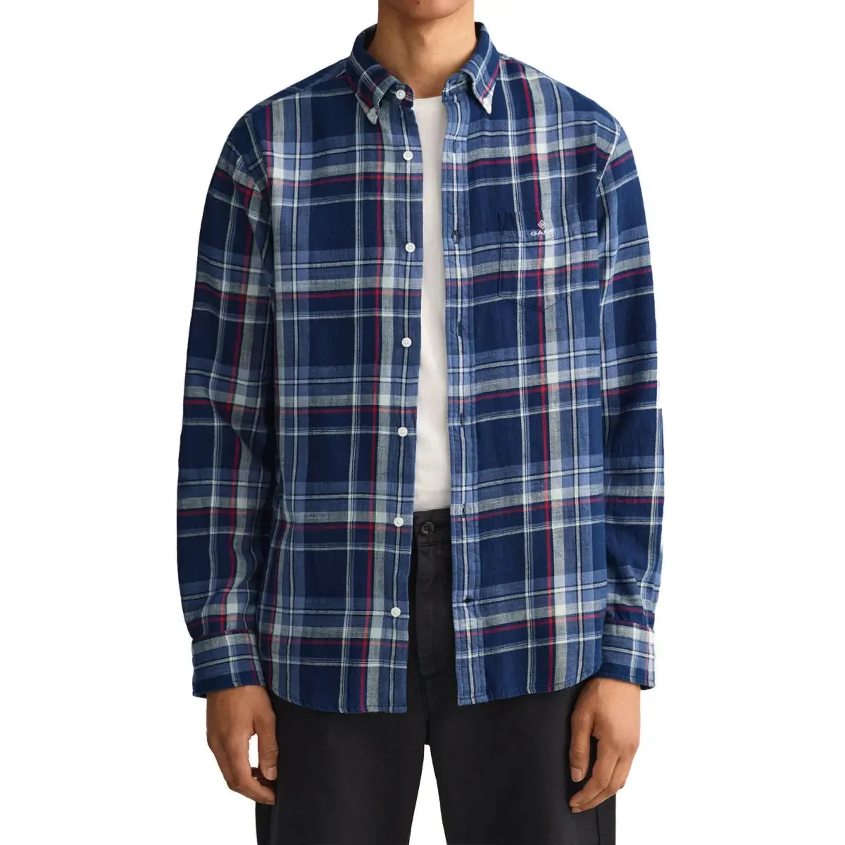 Regular Fit Indigo Plaid Shirt