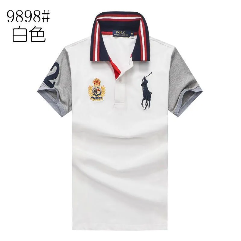 RL Custom Fit Crown Blue Big Pony HO White polo Shirt