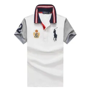 RL Custom Fit Crown Blue Big Pony HO White polo Shirt