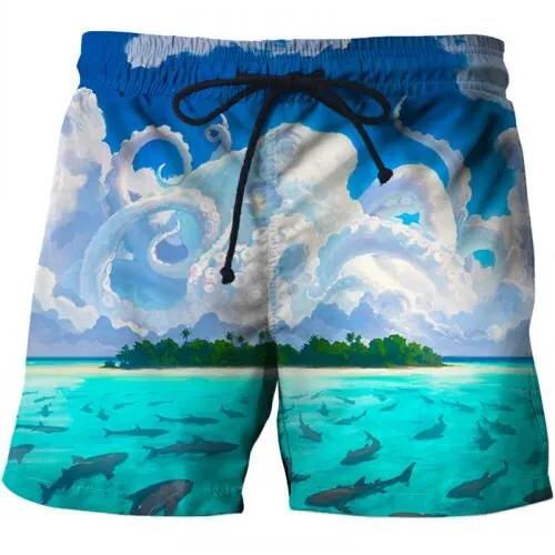 Sea male suit casual Short Quick Dry Running Swimwear 3D Lion Printed