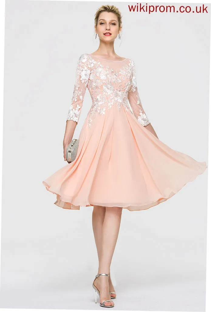 Selah Scoop Knee-Length Wedding Wedding Dresses Chiffon A-Line Lace Dress
