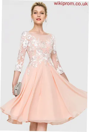Selah Scoop Knee-Length Wedding Wedding Dresses Chiffon A-Line Lace Dress