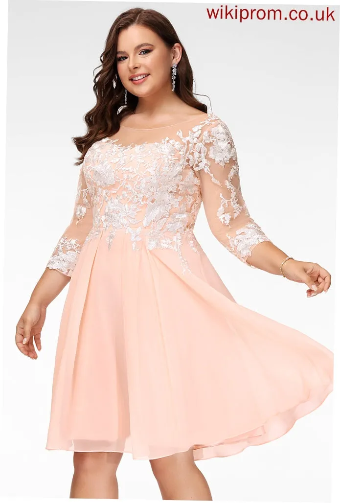 Selah Scoop Knee-Length Wedding Wedding Dresses Chiffon A-Line Lace Dress