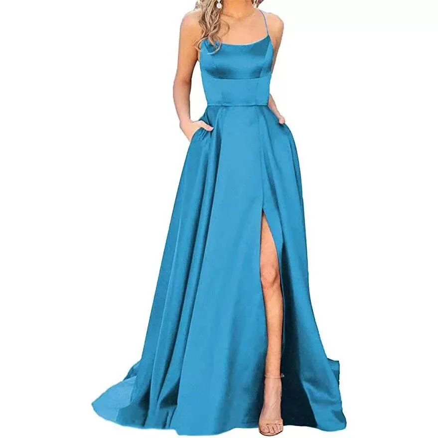 Simple Formal Prom Dress With Side Slit