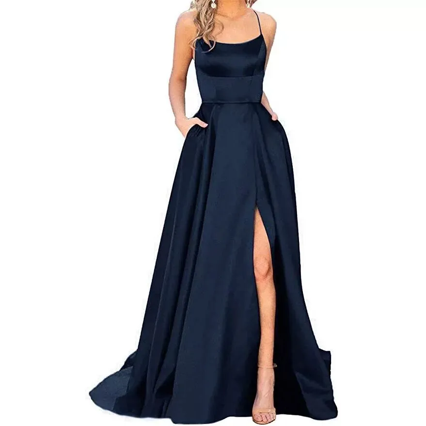 Simple Formal Prom Dress With Side Slit