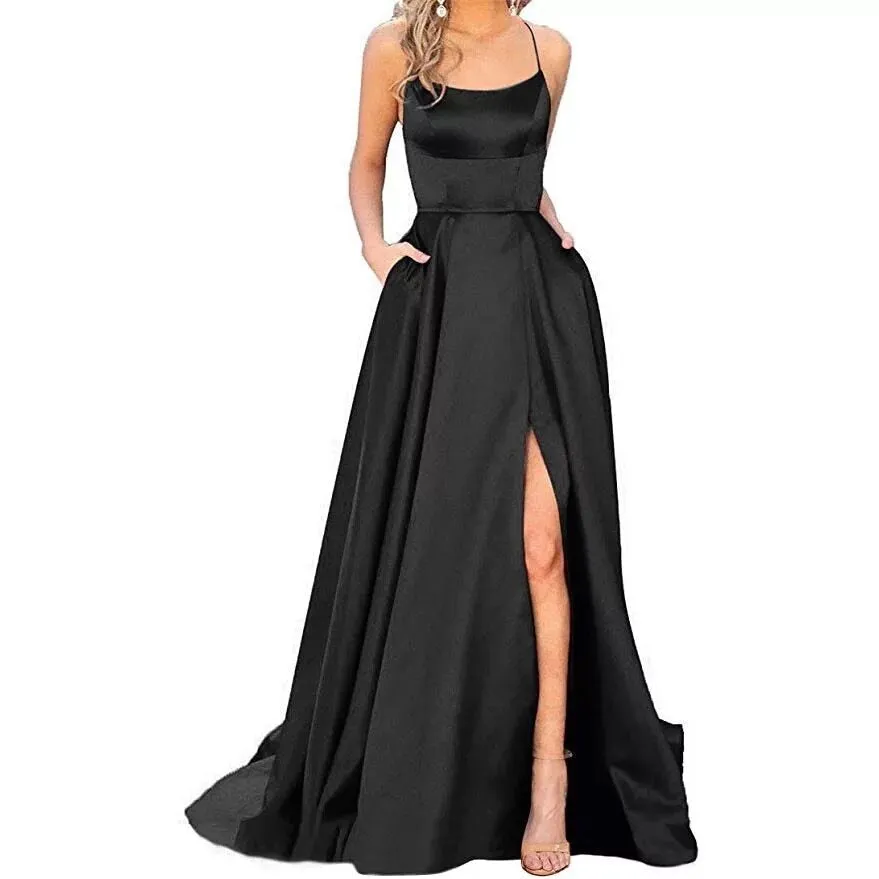 Simple Formal Prom Dress With Side Slit