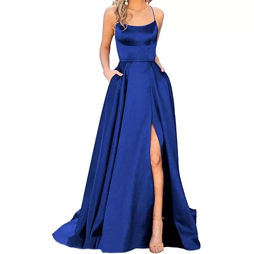 Simple Formal Prom Dress With Side Slit