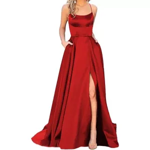 Simple Formal Prom Dress With Side Slit