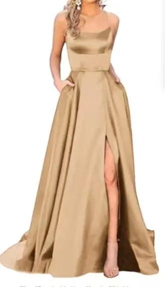 Simple Formal Prom Dress With Side Slit