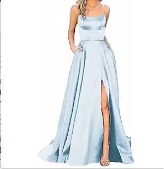 Simple Formal Prom Dress With Side Slit