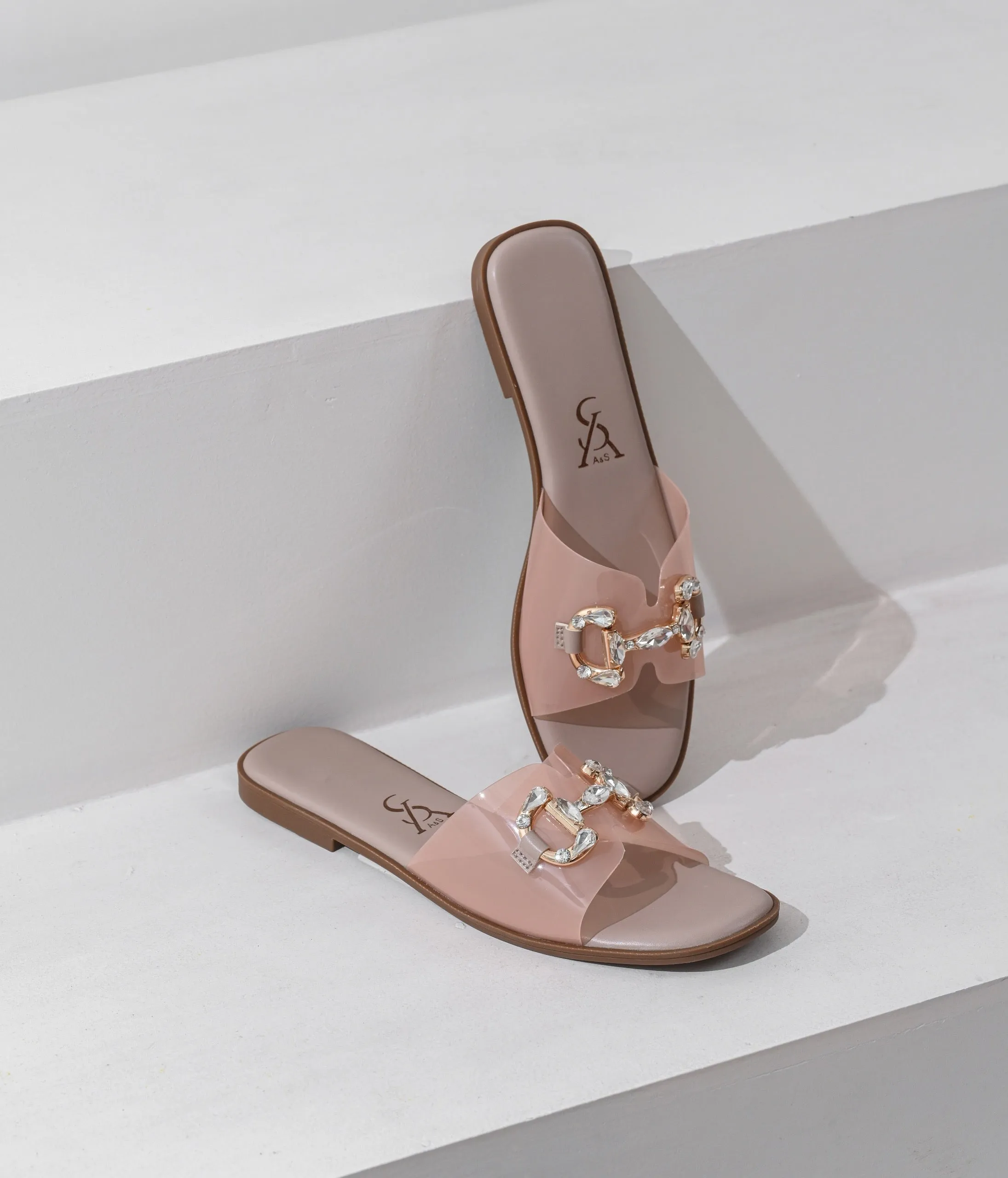 STONE EMBELLISHED VINYL FLATS