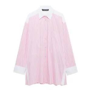 Striped Long Sleeve Button Down Blouse