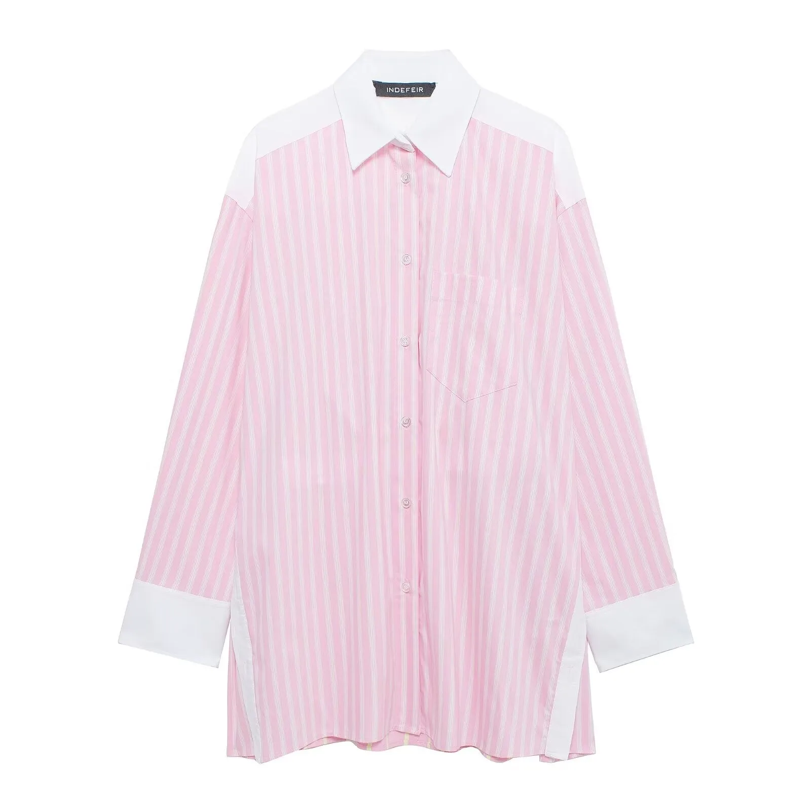 Striped Long Sleeve Button Down Blouse
