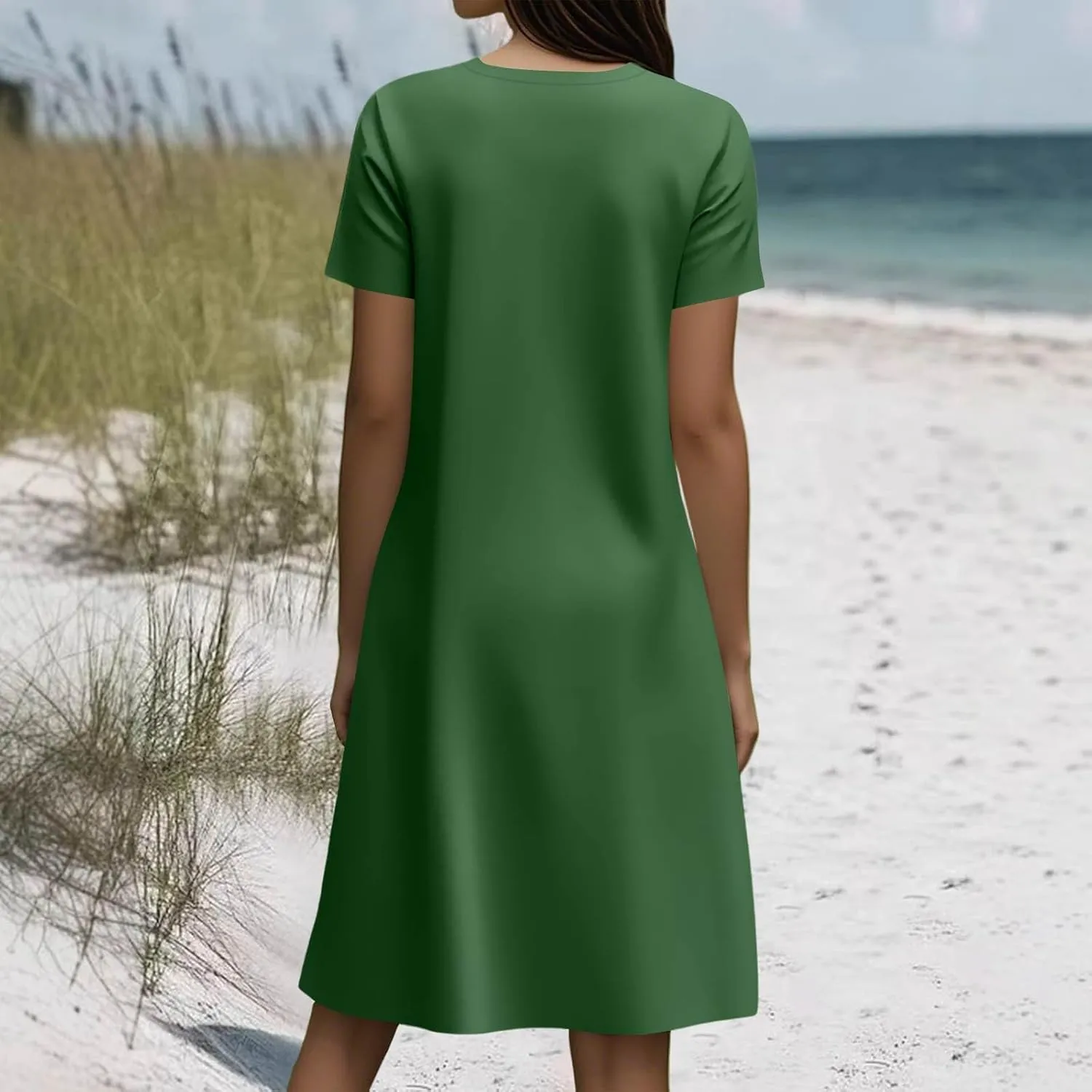 Summer Dresses for Women 2025 Casual Crewneck Beach Floral Tshirt Dress Short Sleeve Mini Dresses Flowy Sundresses