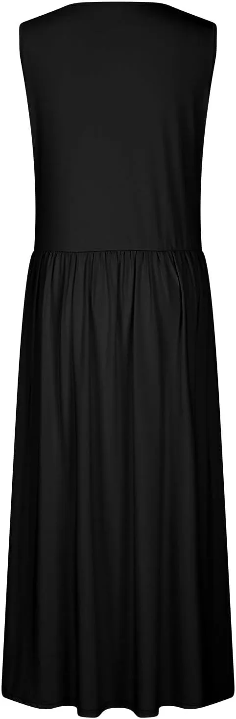Summer Maxi Dresses for Women 2025 Sleeveless Formal Ruched High Waisted Long Sundress Flowy Beach Tank Dress Clothes