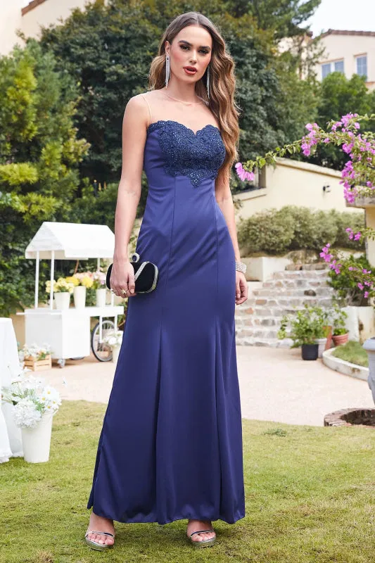 Sweetheart Sleeveless Mermaid Evening Dress Lace Appliques Trumpet Bridesmaid Dress