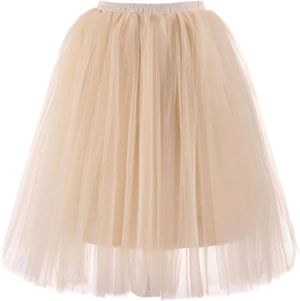 Tutu Skirts Women Classic Layered Midi Tutu Skirt A-line Pleated Princess Skirts Vintage Ballet Dance Skirts