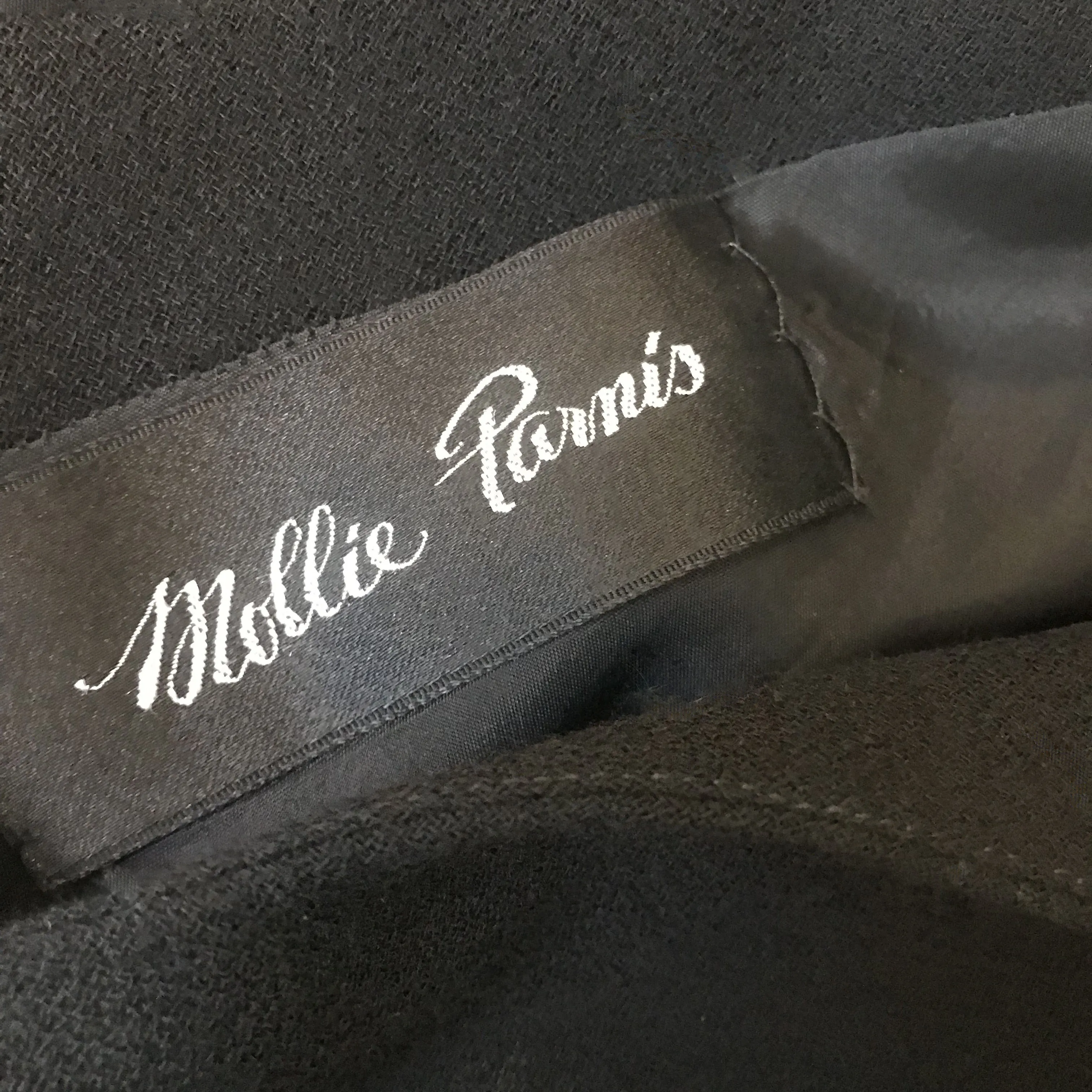 Vintage 1960s Mollie Parnis Black Wool Bow Dress