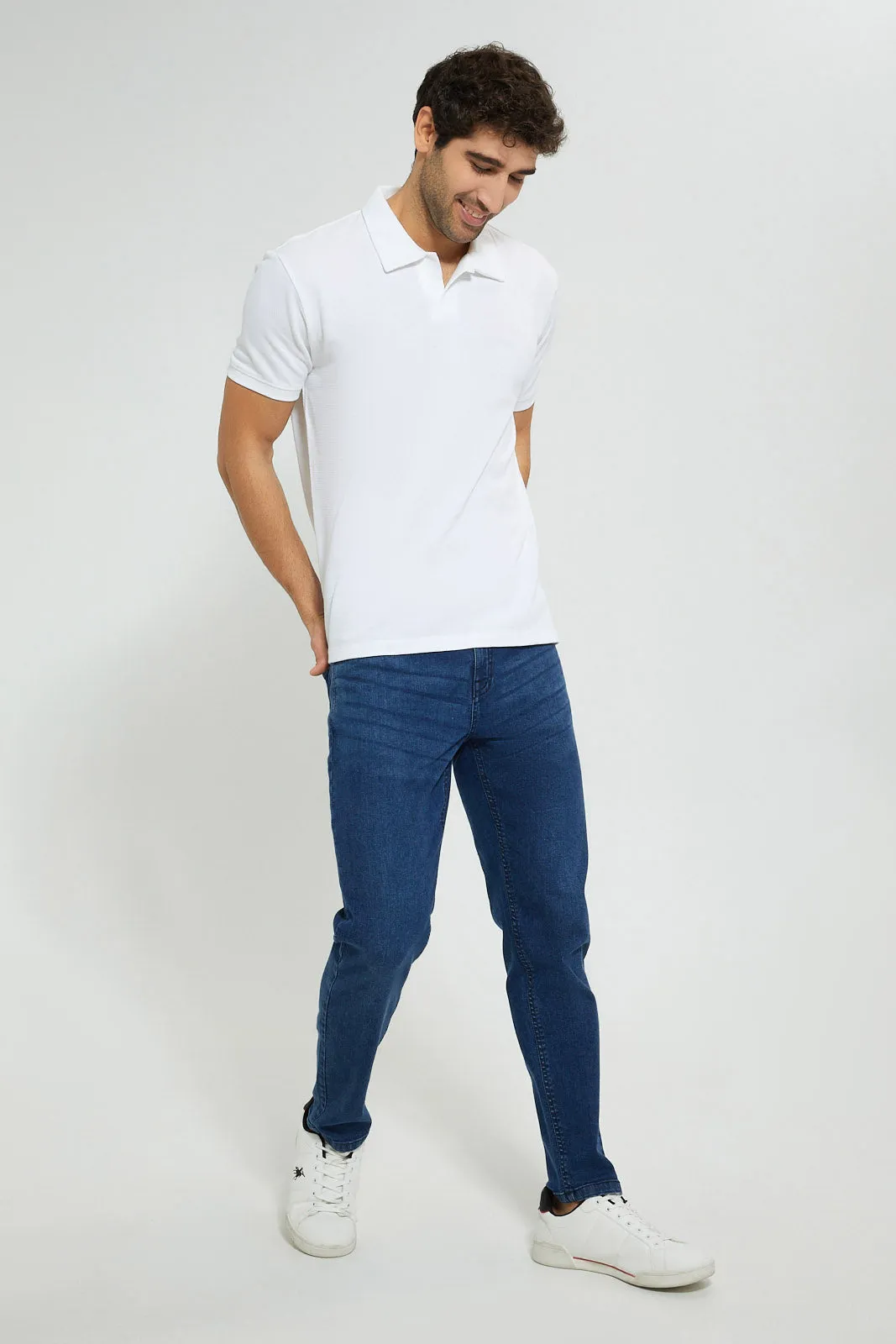 White Buttonless Polo Shirt