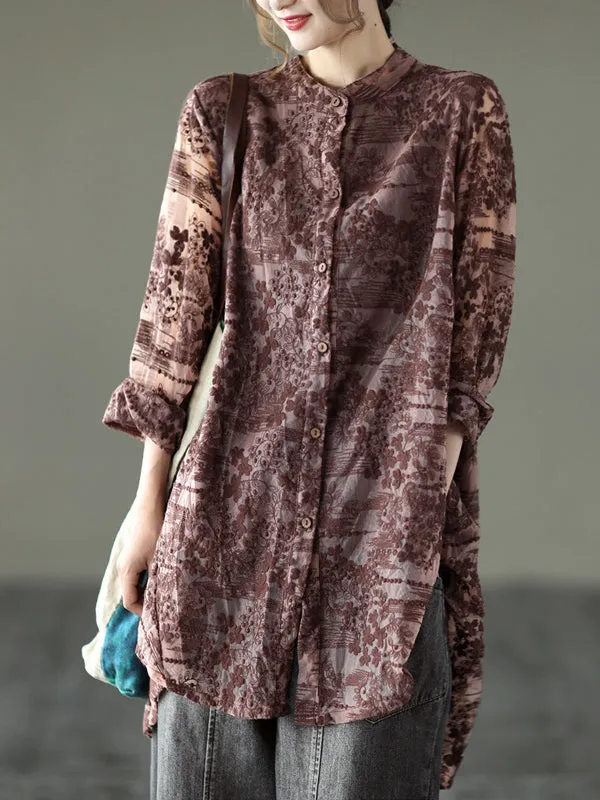 xakxx Vintage Loose Embroidered Lace Hollow Blouse